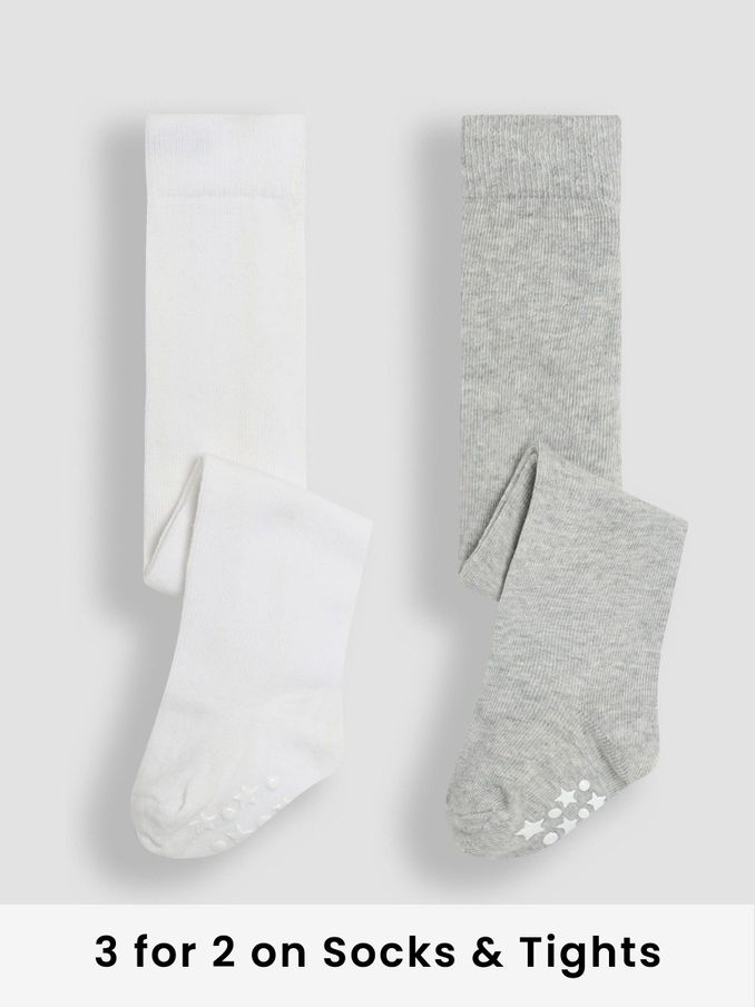 Grey 2-Pack Cotton Rich Tights (E35719) | £15