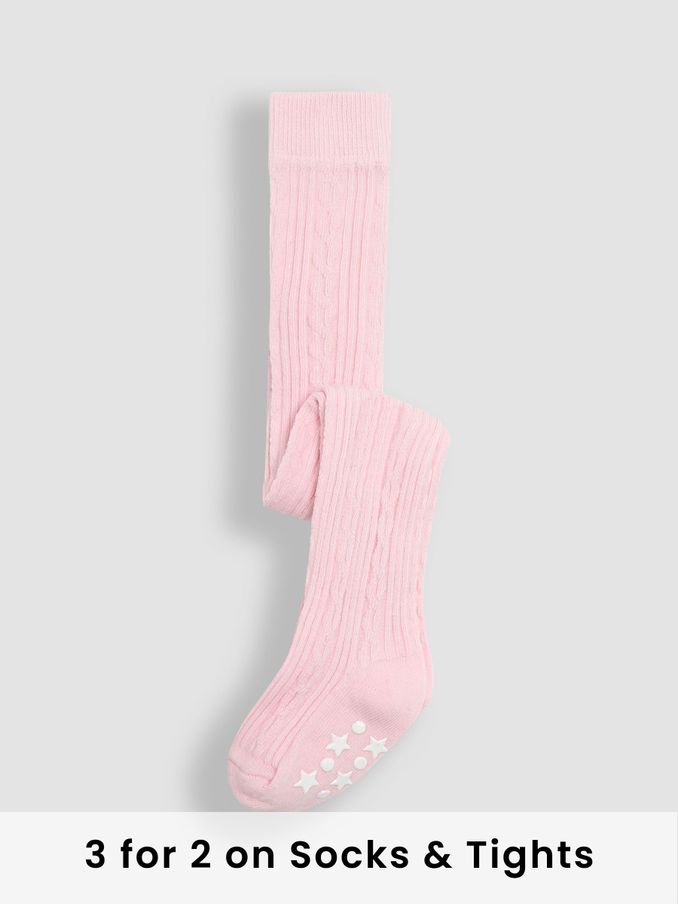 Pale Pink Cable Ribbed Tights (E35730) | £9.50