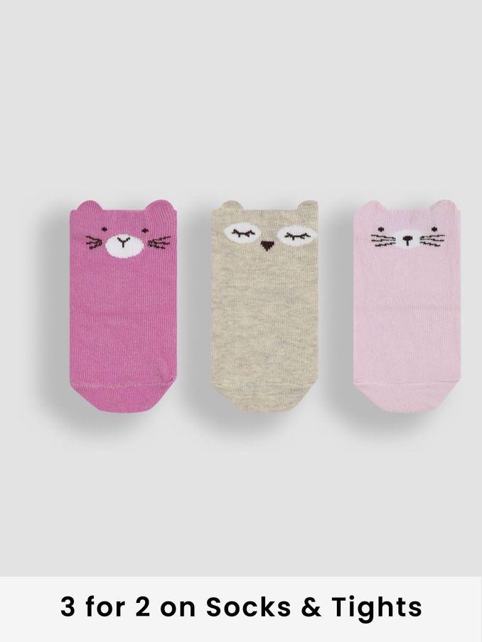 Pink Bear Socks 3 Pack (E35733) | £9.50
