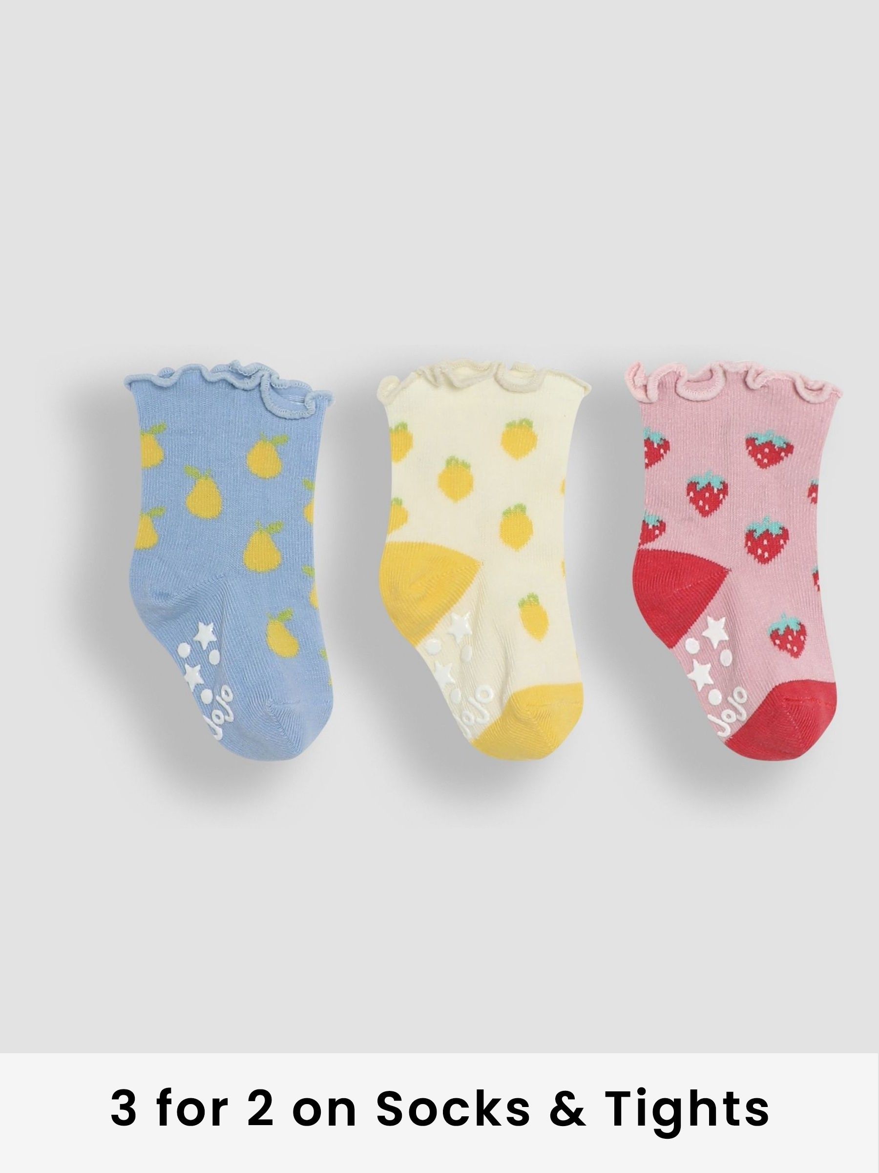Multi Cotton Fruit Frill Socks 3 Pack (E35739) | £9.50