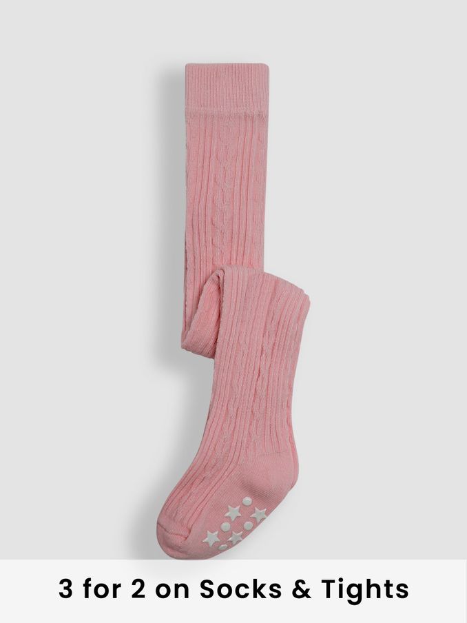 Dusky Pink Cable Ribbed Tights (E35740) | £9.50