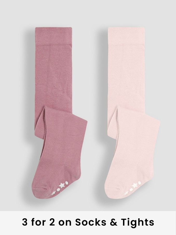 Pink Cotton Rich Tights 2 Pack (E35741) | £15