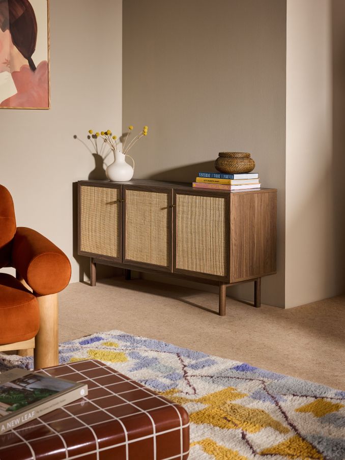 Pavia Rattan Large Sideboard in Dark Oak Effect (E35780) | £379