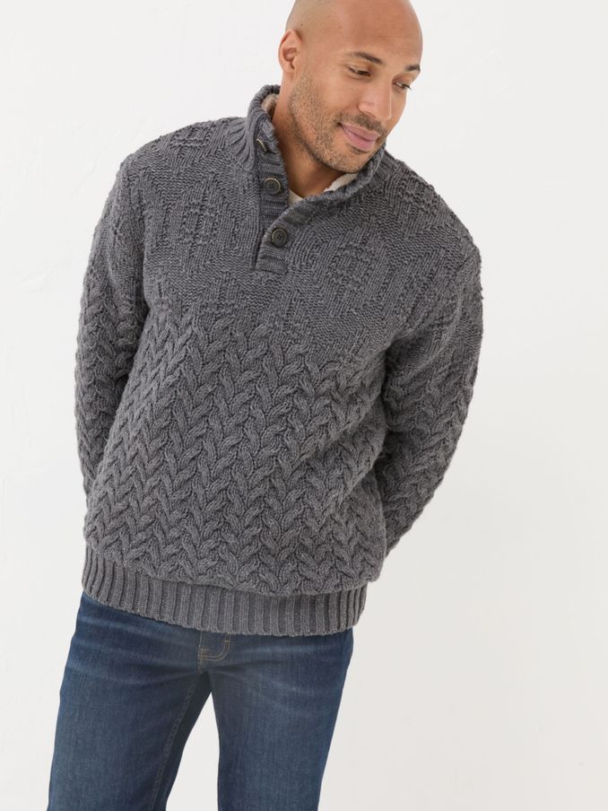 Charcoal Grey Hadlow Half Neck Jumper (E36428) | £60