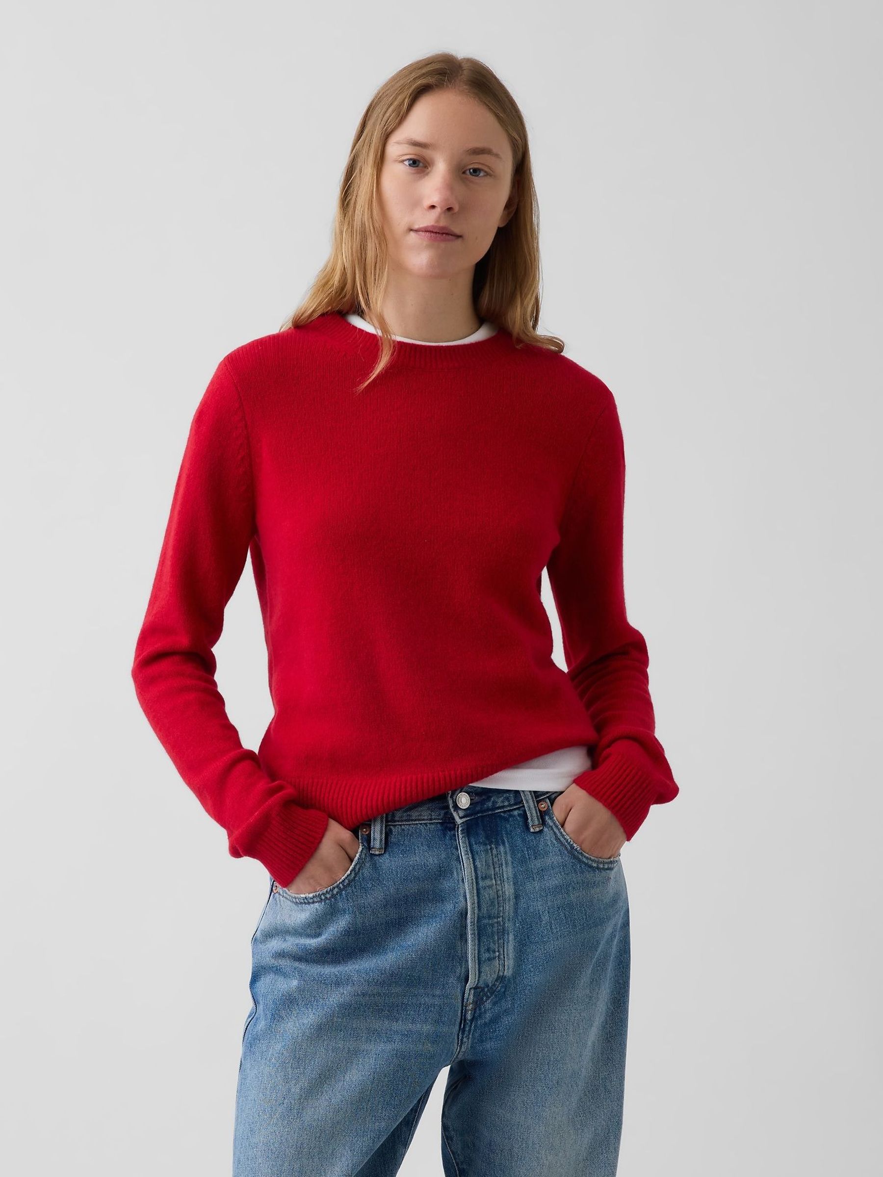 Red - Cashsoft Crew Jumper