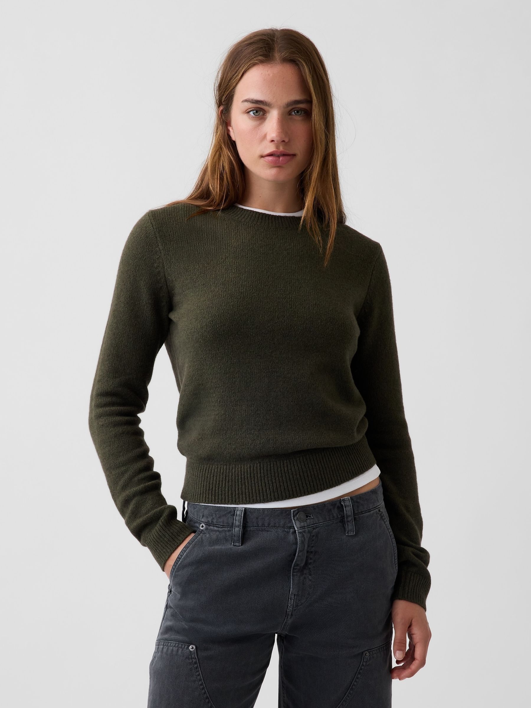 Green - Cashsoft Crew Jumper