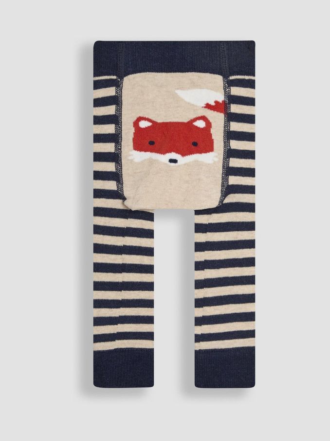 Navy Stripe Fox Knitted Leggings (E37613) | £12.50
