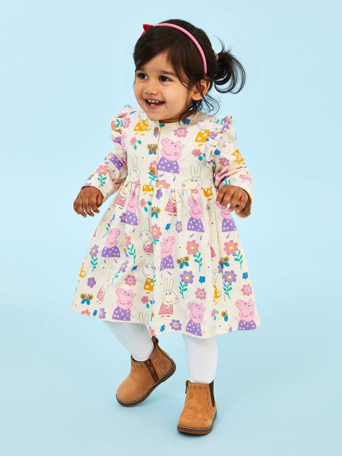 Neutral Peppa Pig Printed Button Front Dress (E37628) | £24