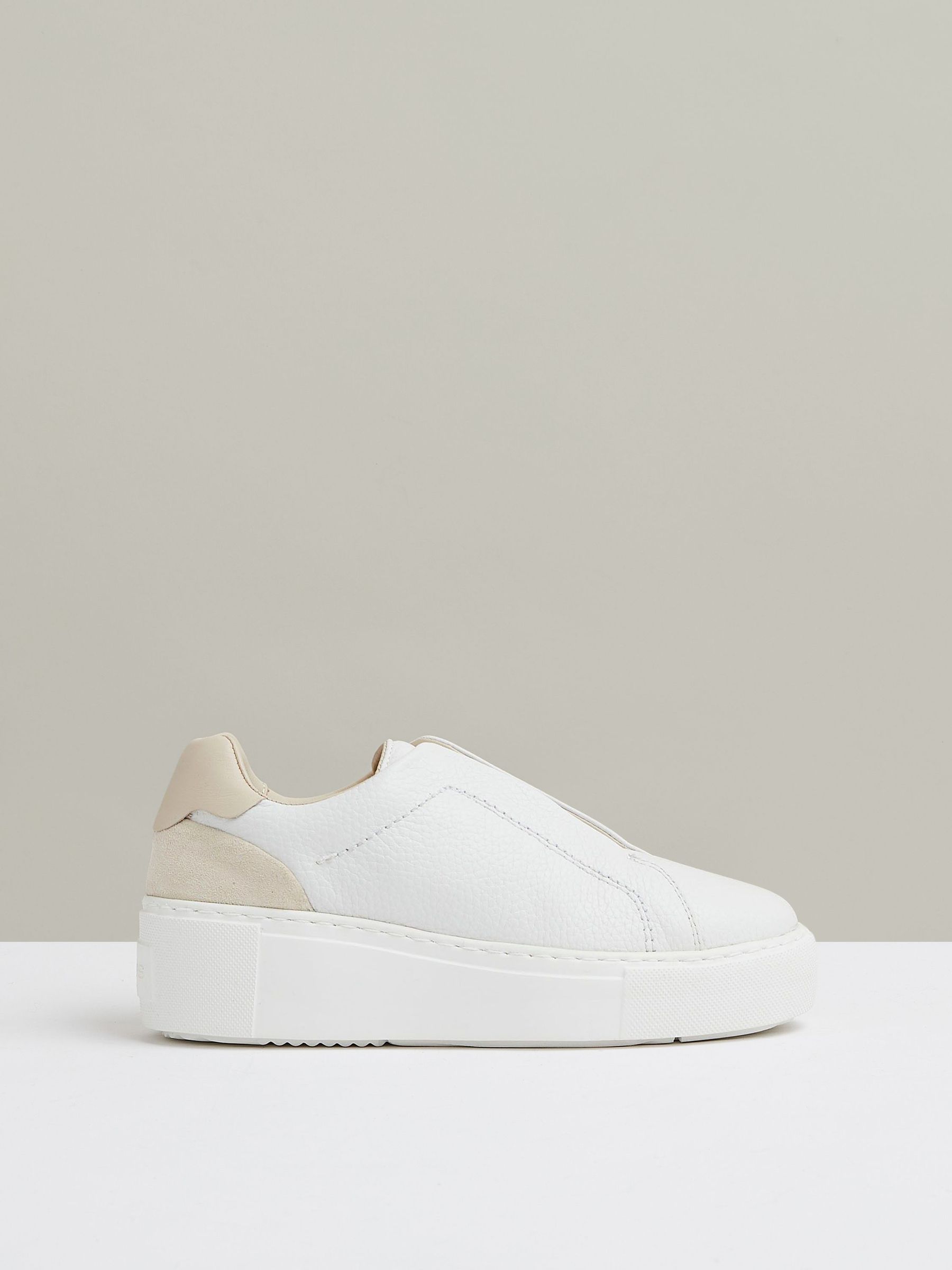 Leather Slip-On Trainers in White (E38872) | £98