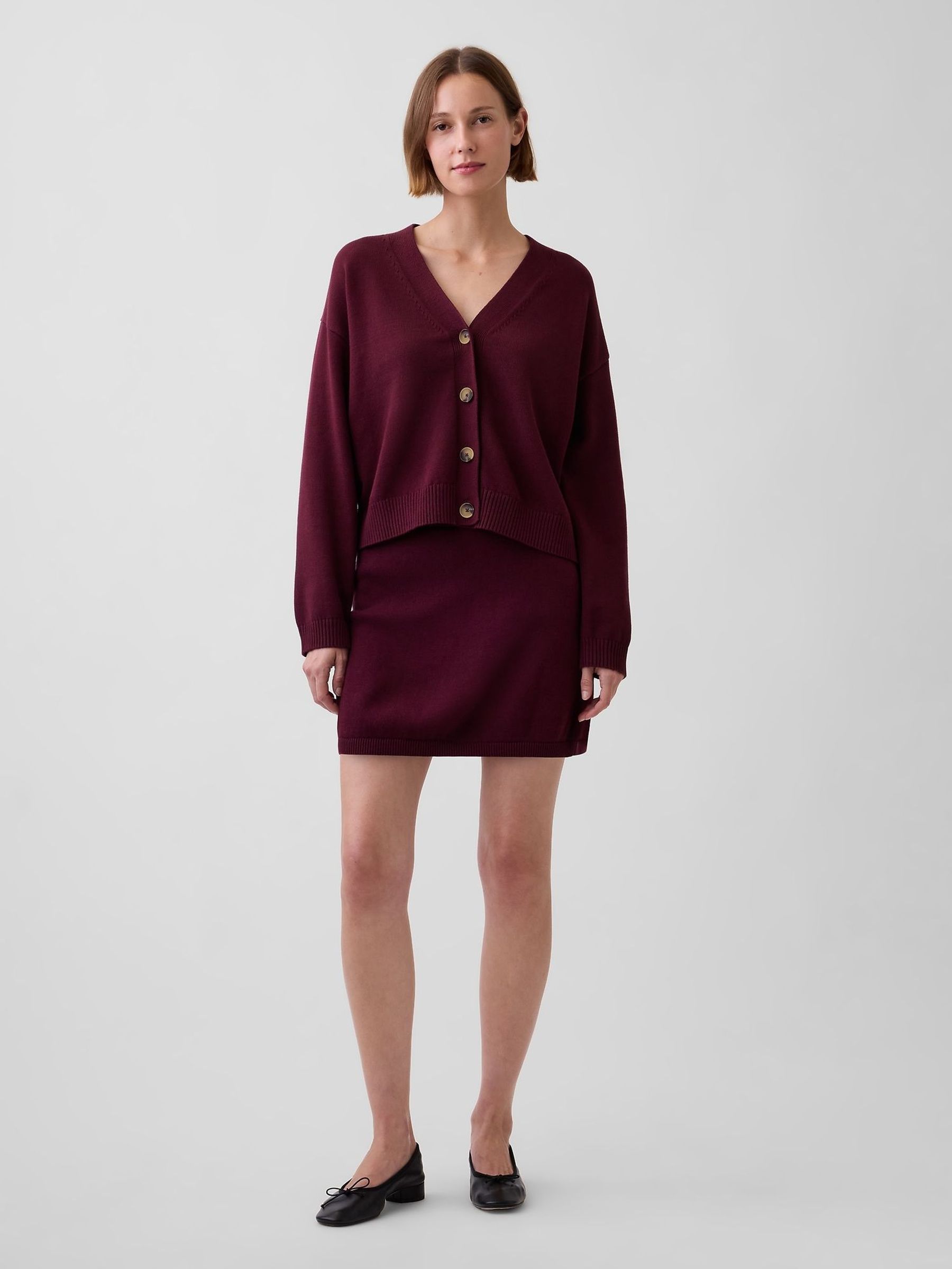 Burgundy - Mini Knitted Skort
