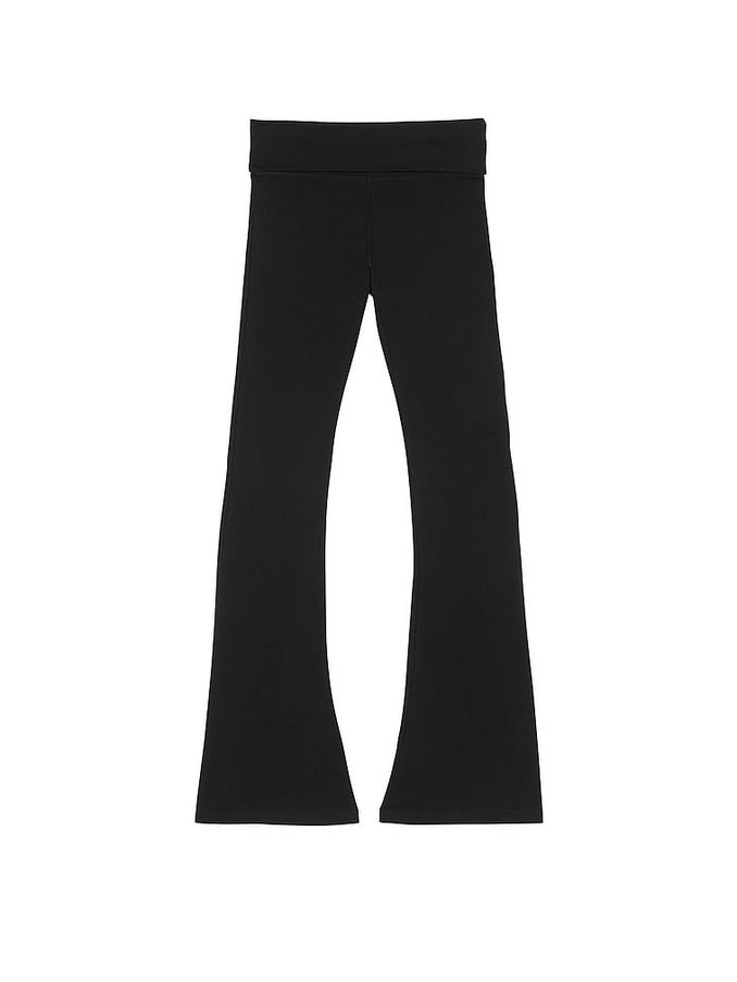 Black Diamante Cotton Foldover Flare Leggings (E39893) | £45
