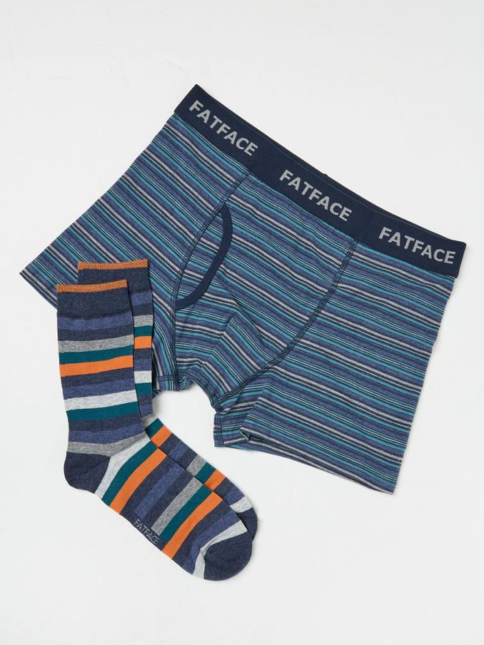 Navy Multi Socks and Boxers Set (E40056) | £7