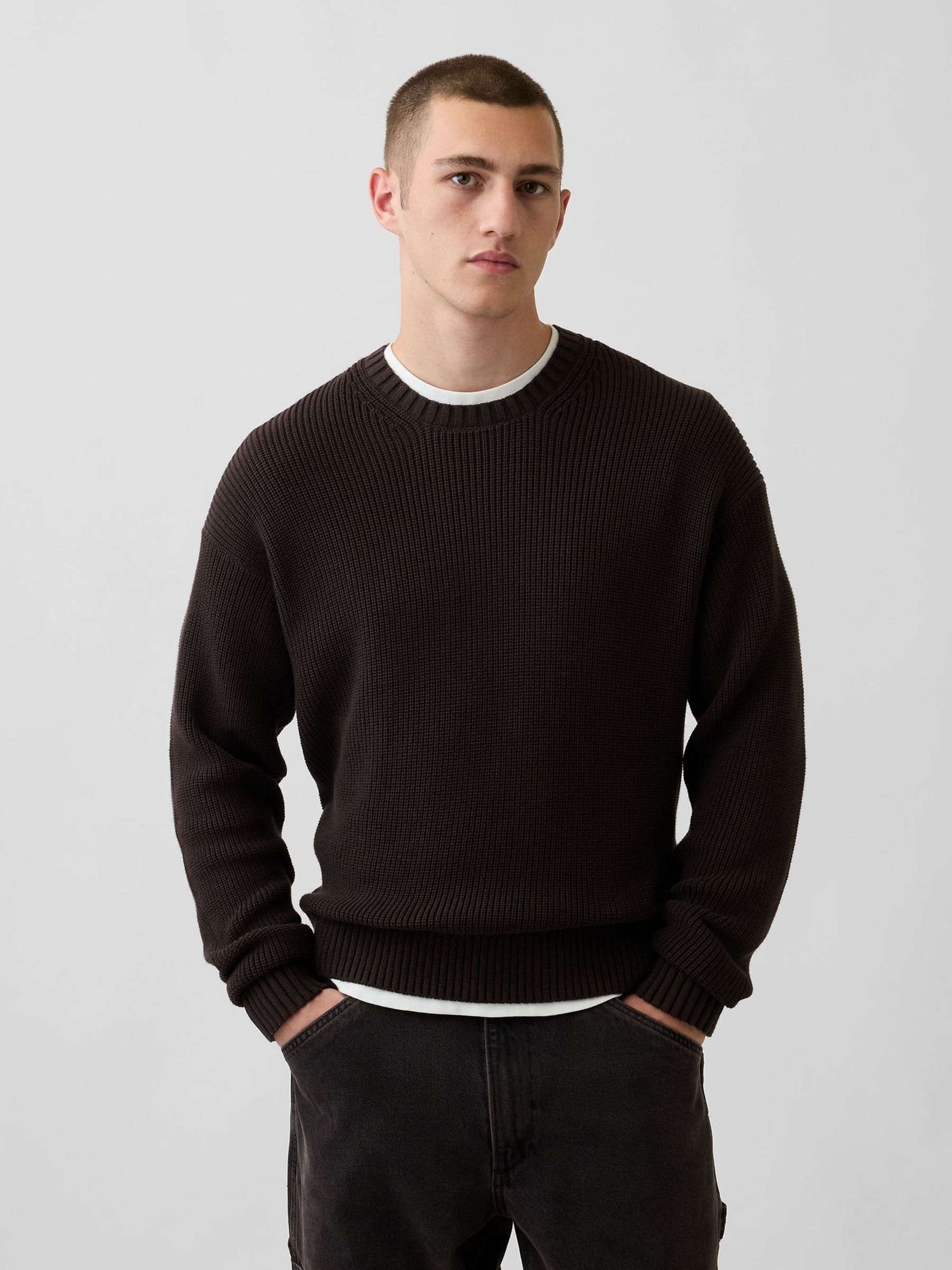 Dark Brown - Regular Relaxed Shaker Jumper