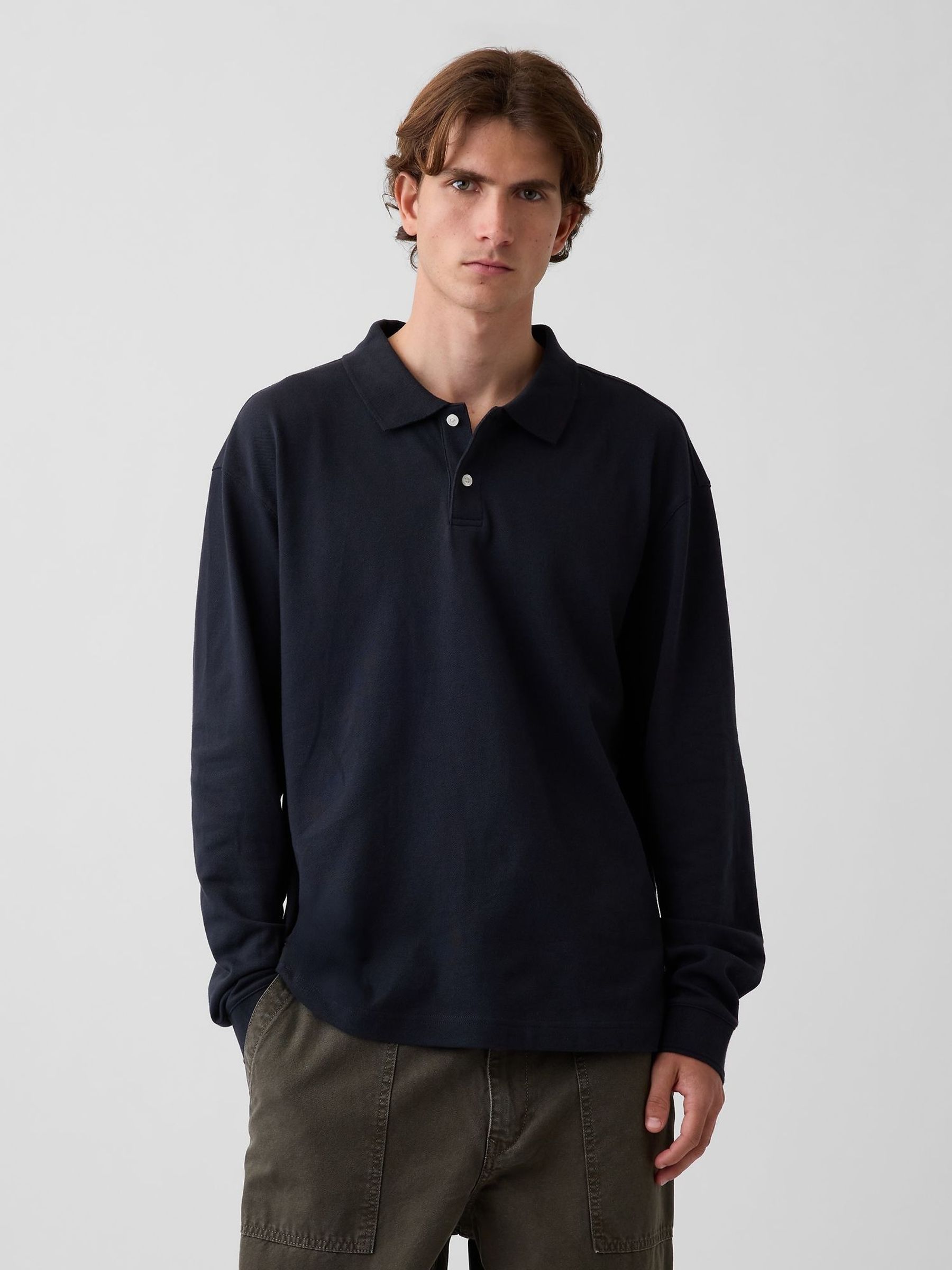 Black - Regular Oversized Pique Polo Shirt