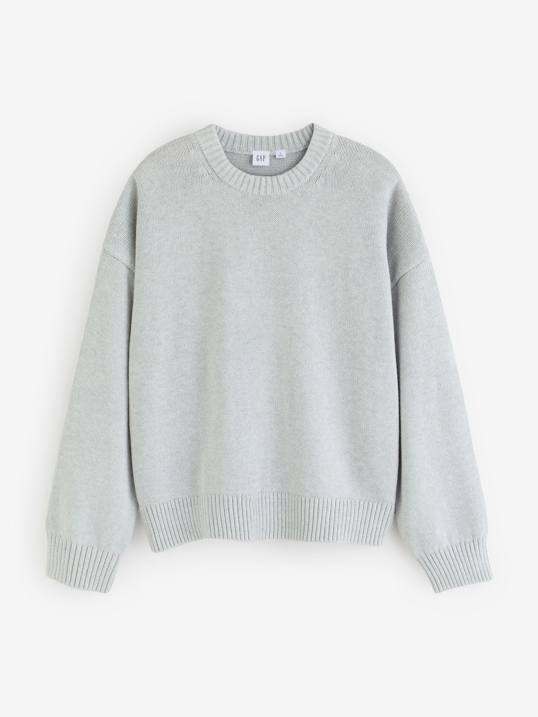 Grey - Relaxed Crew Neck Jumper