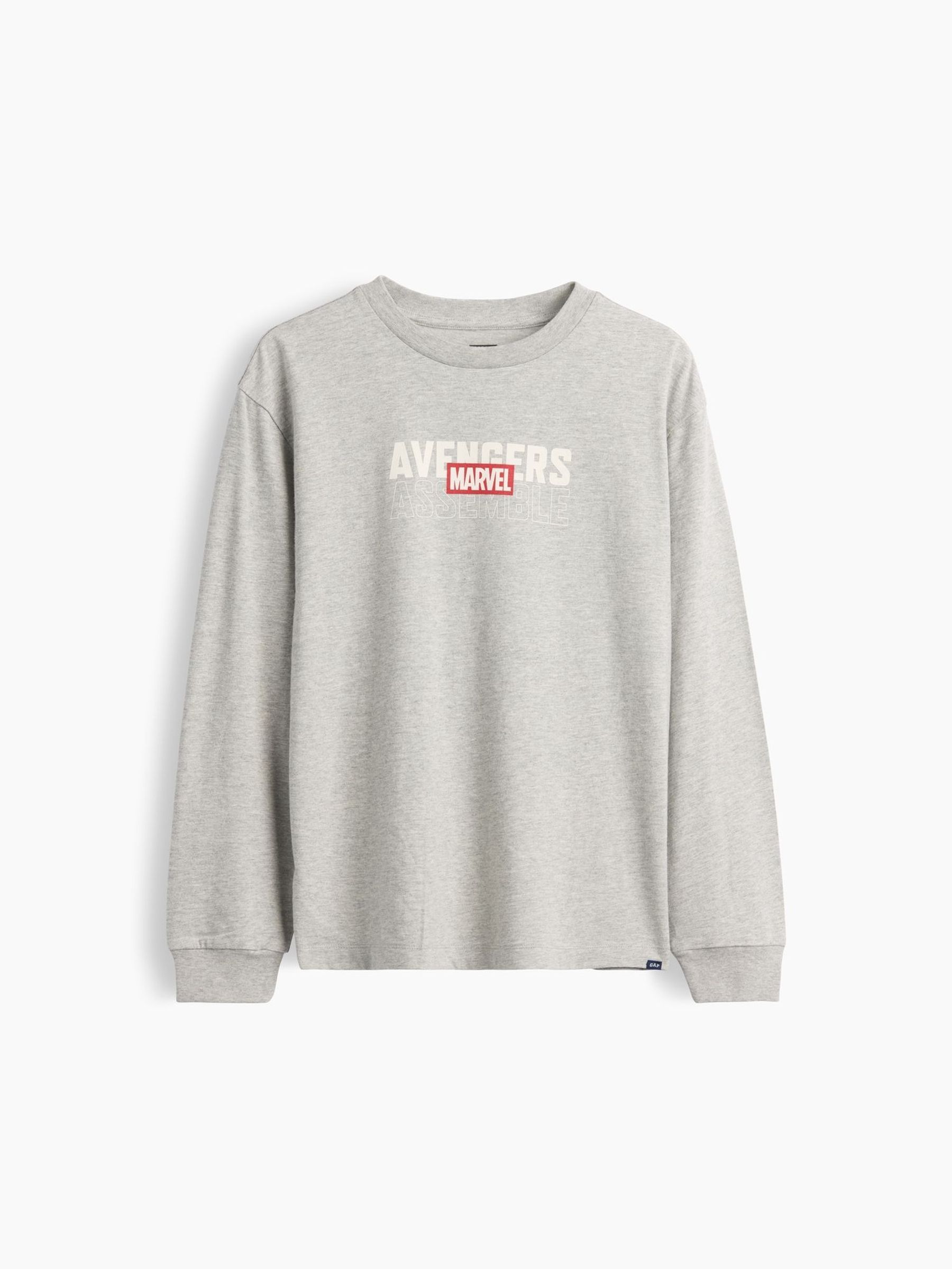 Grey - Marvel Relaxed Graphic Long Sleeve T-shirt