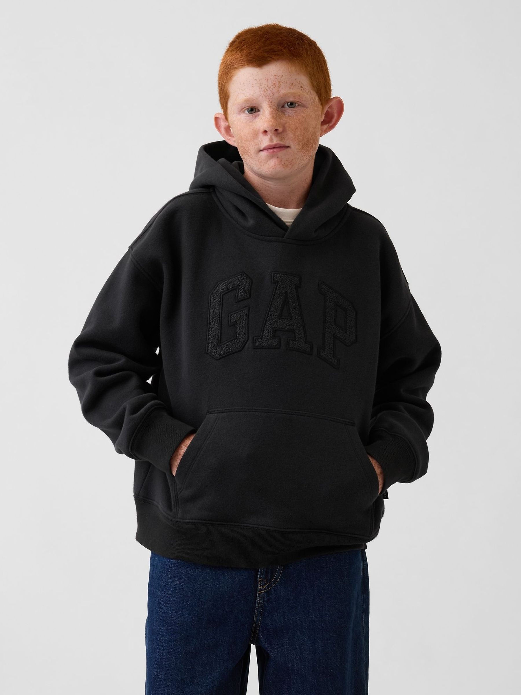 Black - Relaxed Logo Hoodie