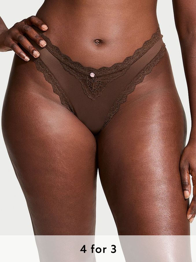 Ganache Nude Lace Trim Brazilian Knickers (E43450) | £14