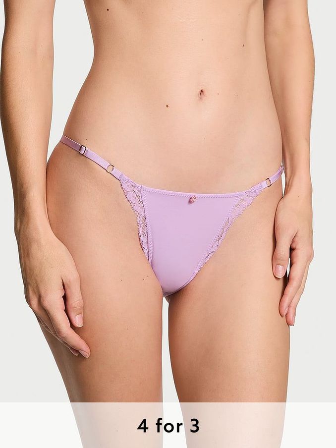 Silky Lilac Purple Lace Trim Bikini Knickers (E43459) | £14