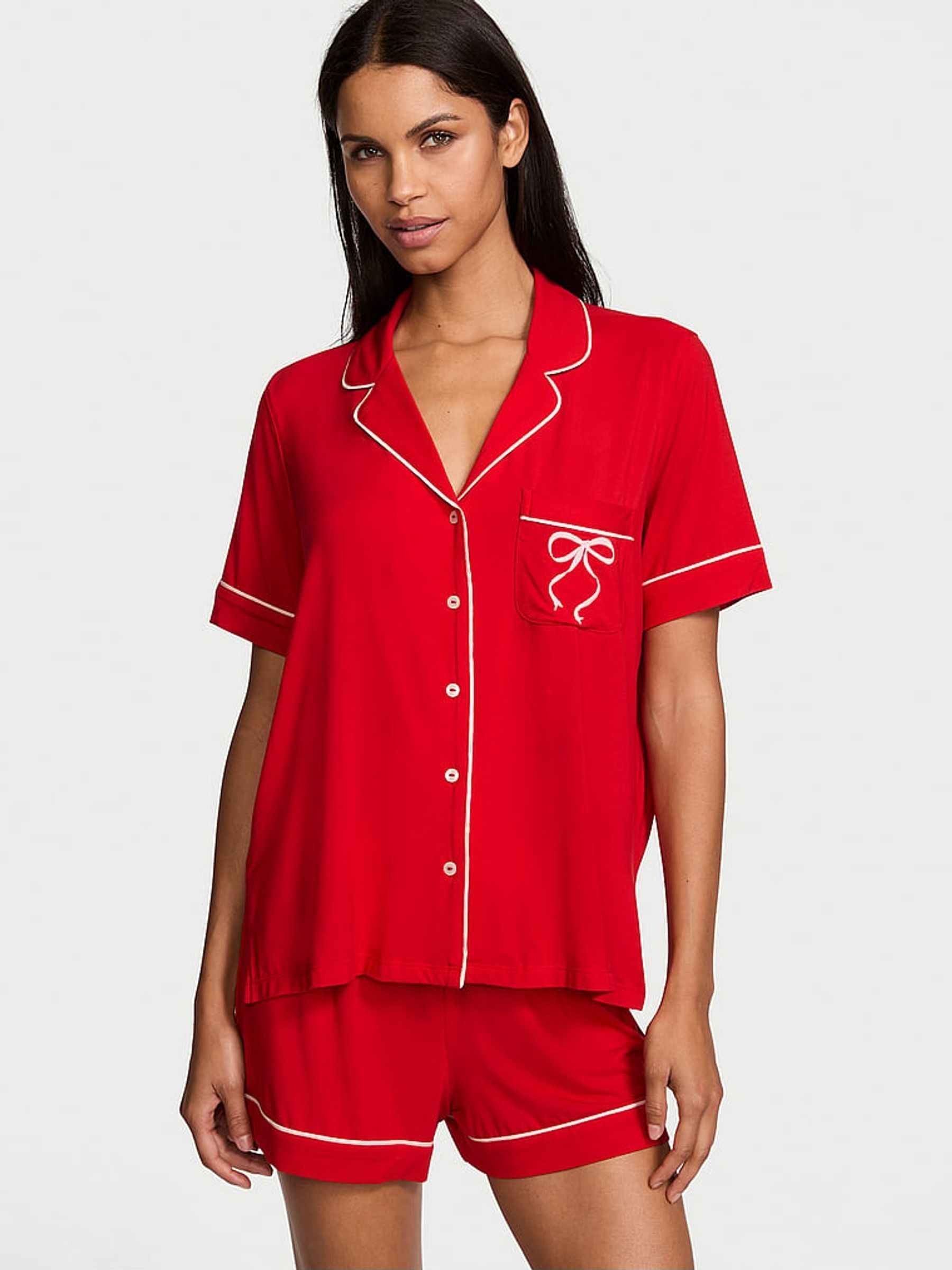 Lipstick w Love Graphic Red Modal Short Pyjama Set (E43485) | £55