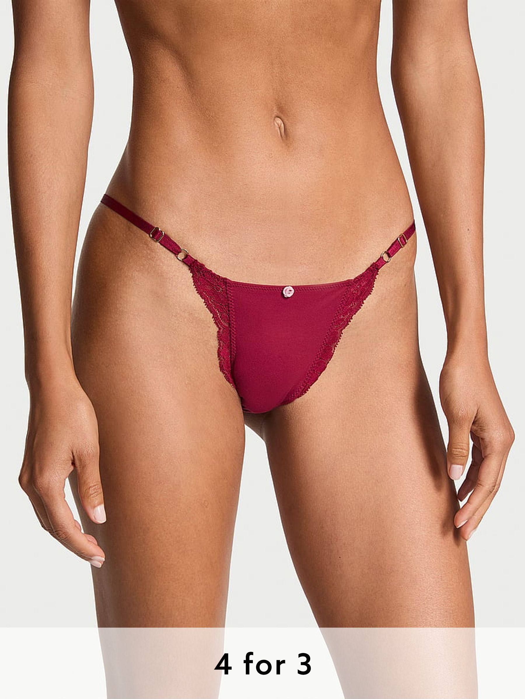 Campari Red Lace Trim Bikini Knickers (E43502) | £14