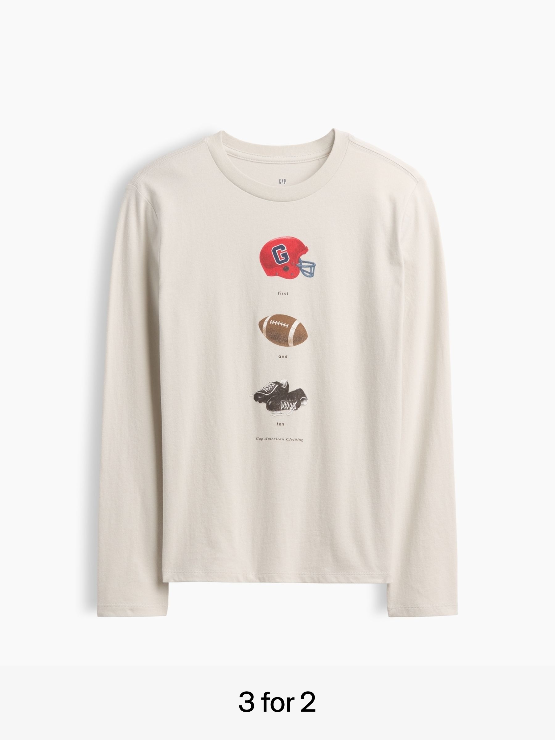 Cream American Football - Graphic Long Sleeve T-shirt