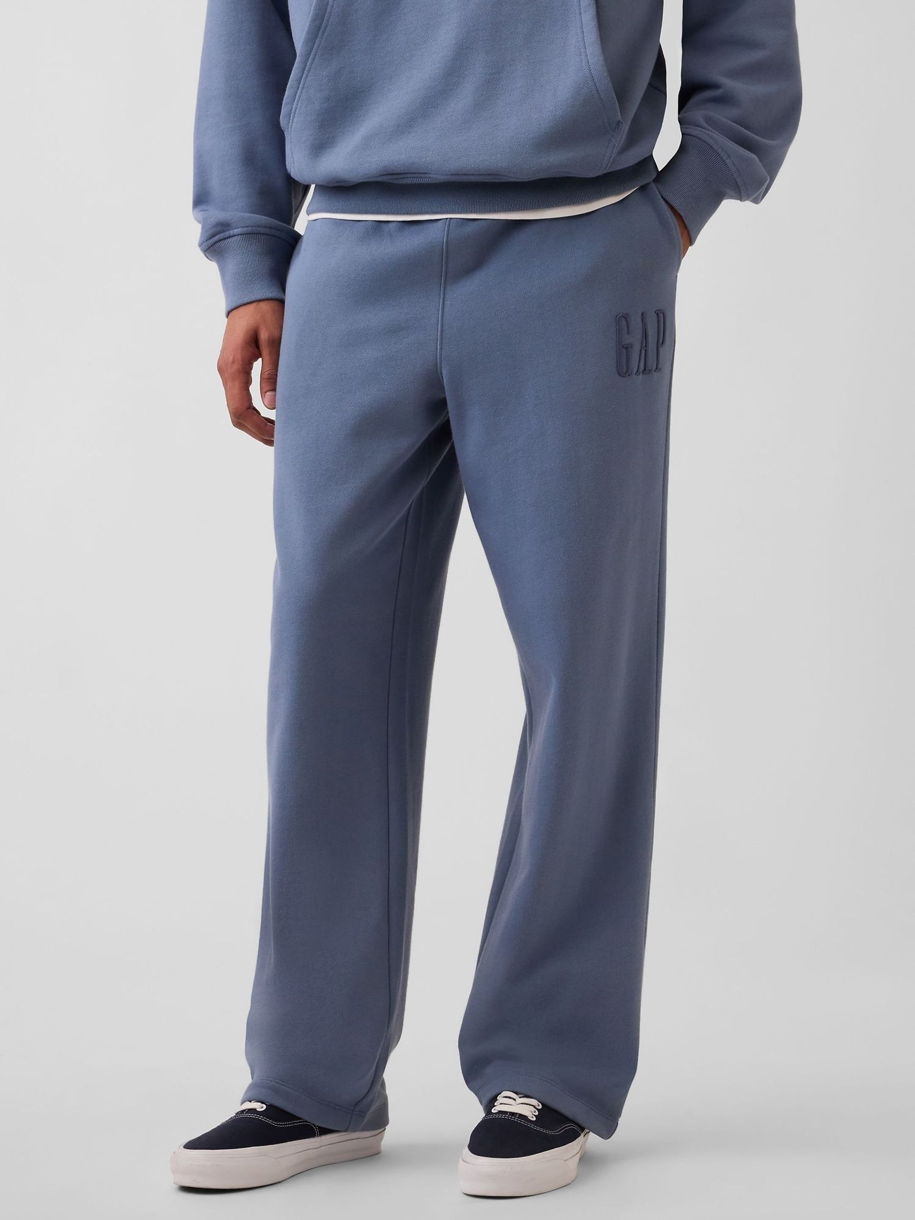 Blue - Regular Heavyweight Relaxed Logo Joggers