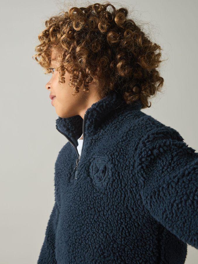 Logo-Embroidered Fleece Sweatshirt in Navy (E45167) | £25
