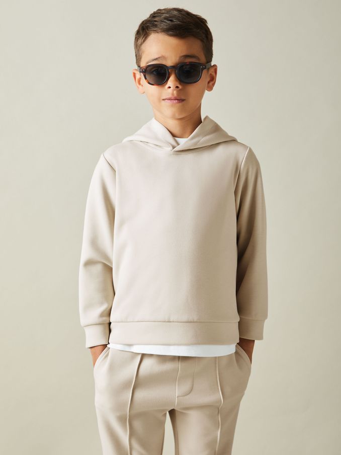 9-14 yrs Interlock Jersey Hoodie in Cement (E45189) | £15