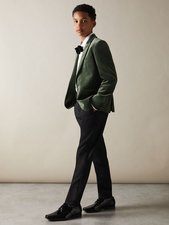 3-9 yrs Velvet Single Breasted Blazer in Sage Green (E45216) | £40