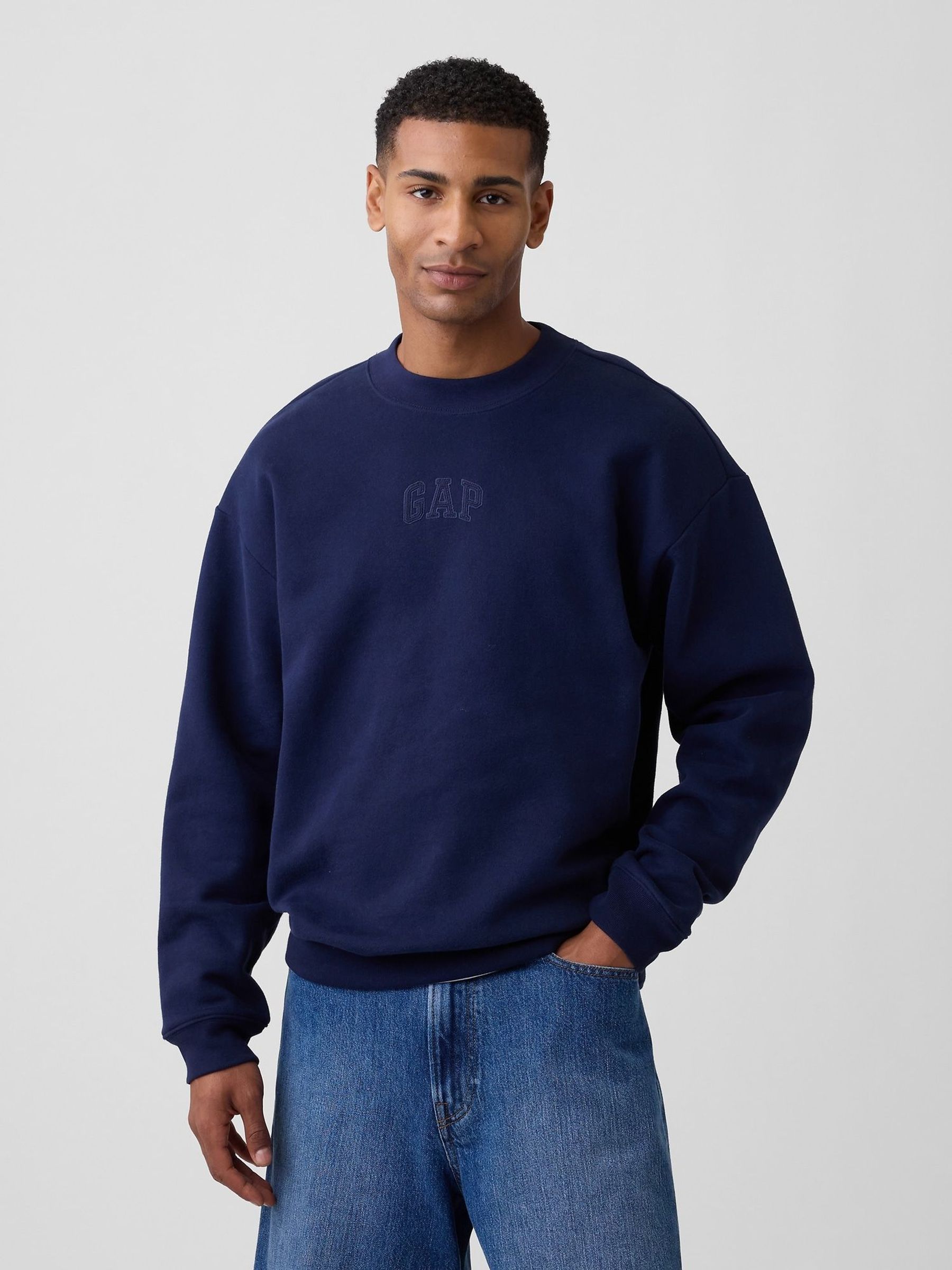 Blue - Regular Relaxed Mini-logo Sweatshirt