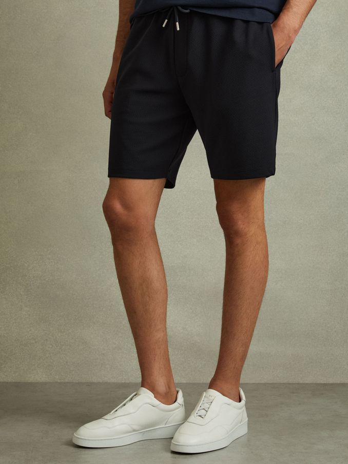 Textured Drawstring Shorts in Navy (E45564) | £41