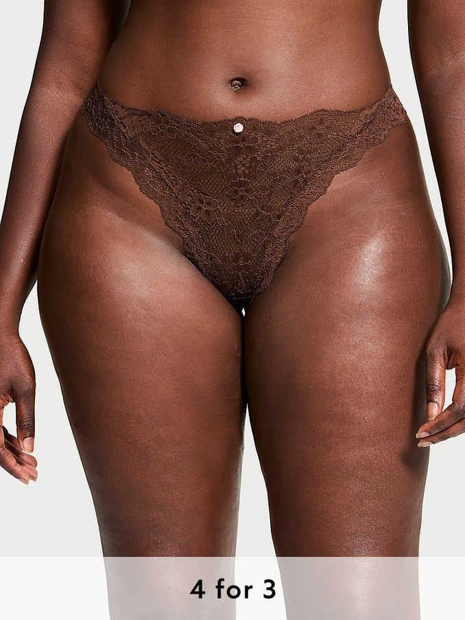 Ganache Nude Thong Lace Knickers (E46501) | £14