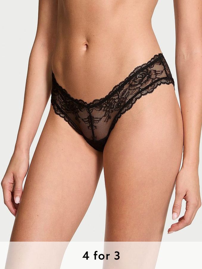 Black Cheeky Rose Lace Knickers (E46519) | £18