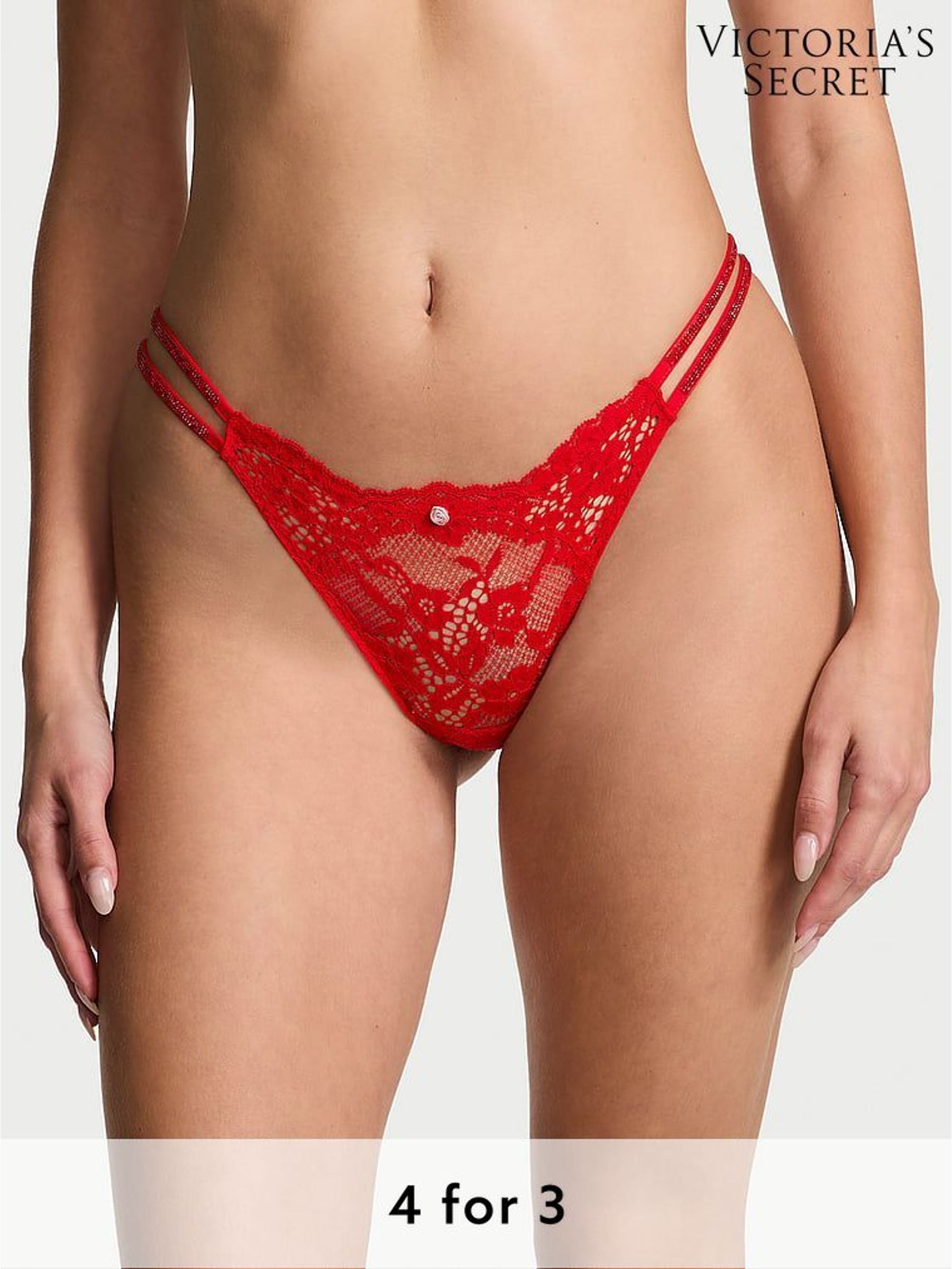 Vermillion Red Brazilian Twinkle Strap Knickers (E46520) | £20