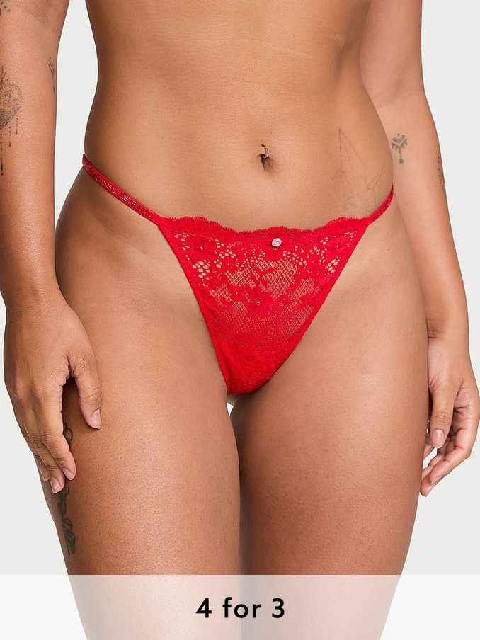 Vermillion Red G String Twinkle Strap Knickers (E46538) | £20