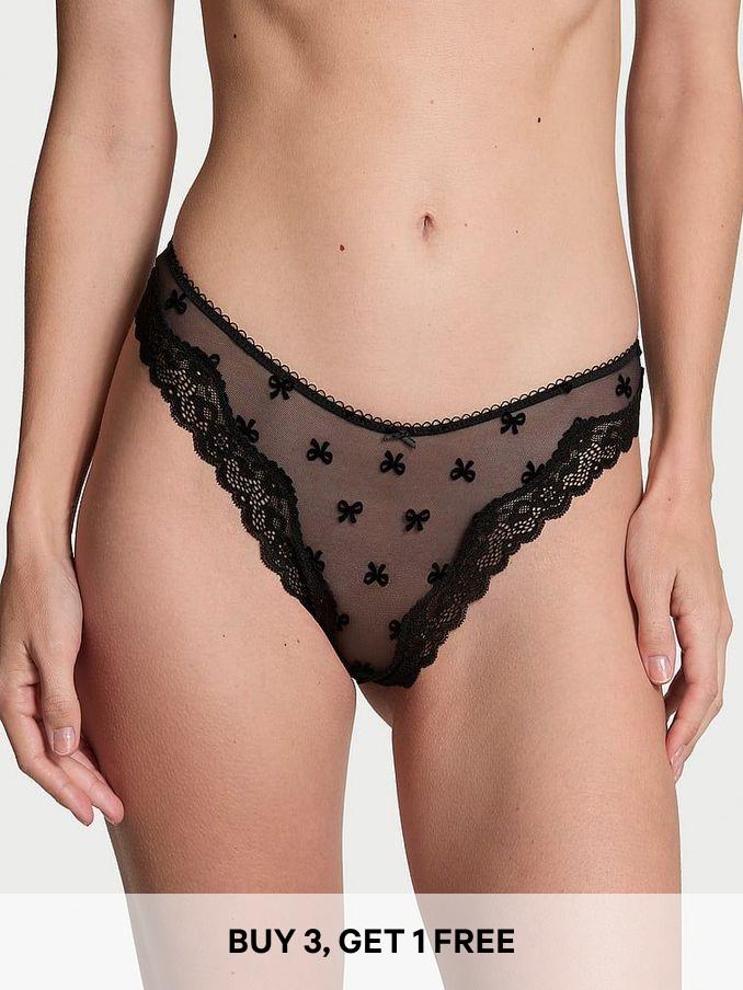Black Bows Thong Knickers (E46609) | £10