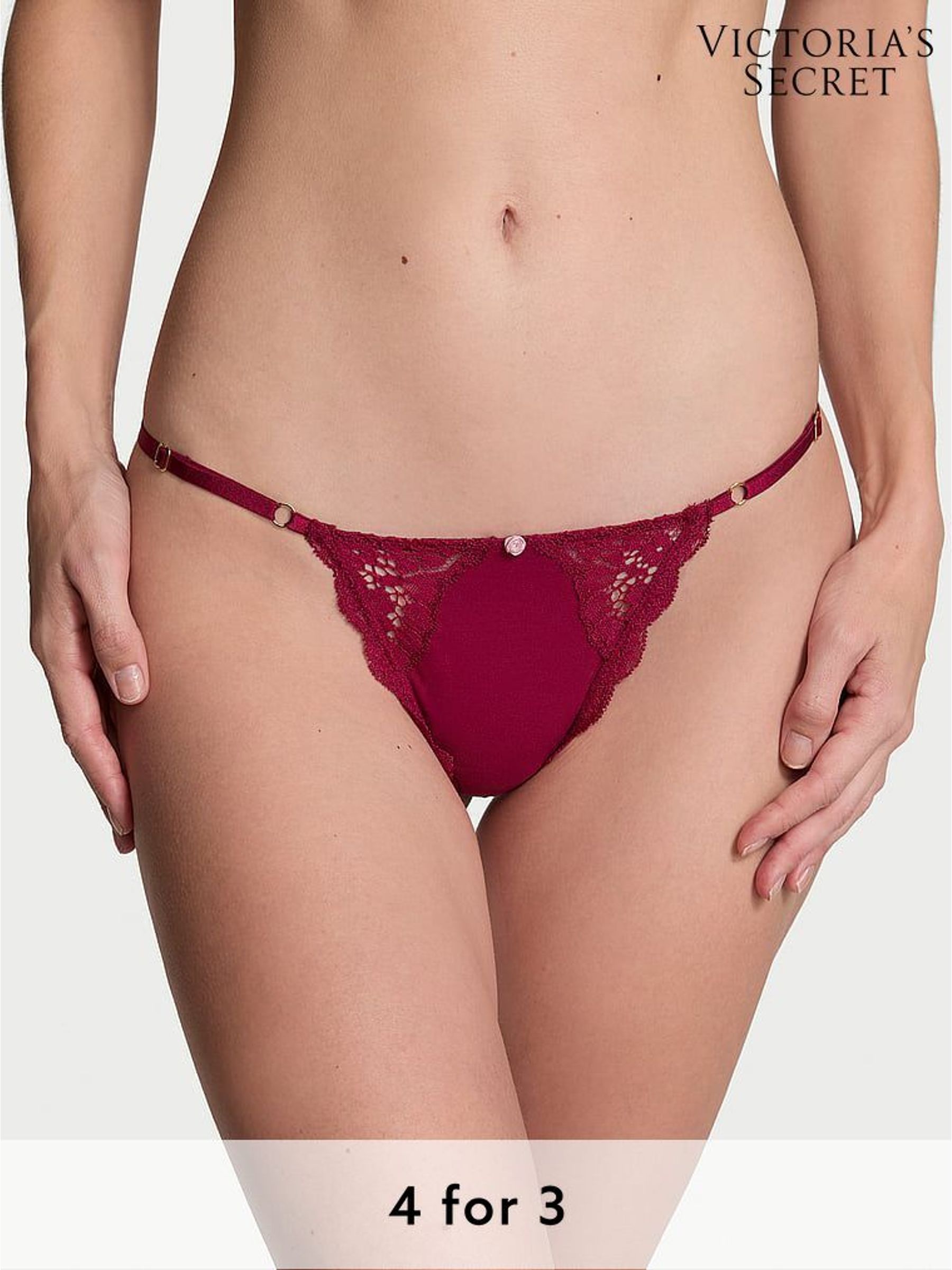 Campari Red Lace Trim G String Knickers (E46645) | £14