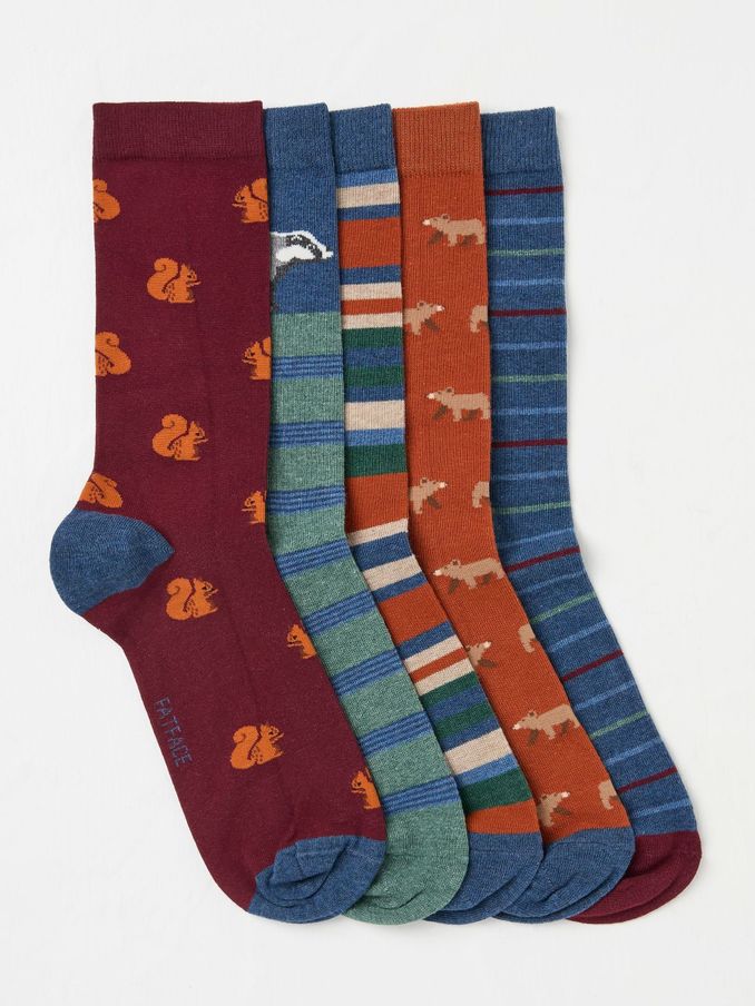 Woodland 5 Pack Plain Socks (E50051) | £12