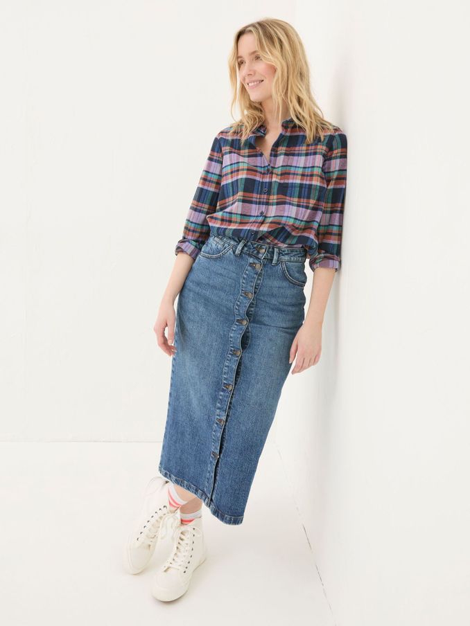 Olivia Cobalt Blue 100% Cotton Check Shirt (E50069) | £28
