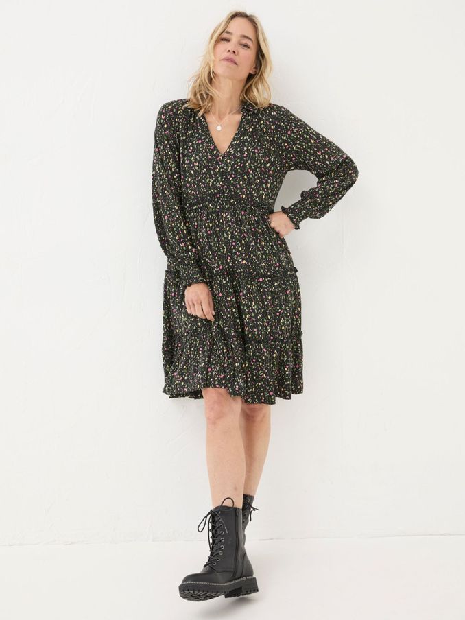 Ivana Black Ditsy Marks Dress (E50071) | £25