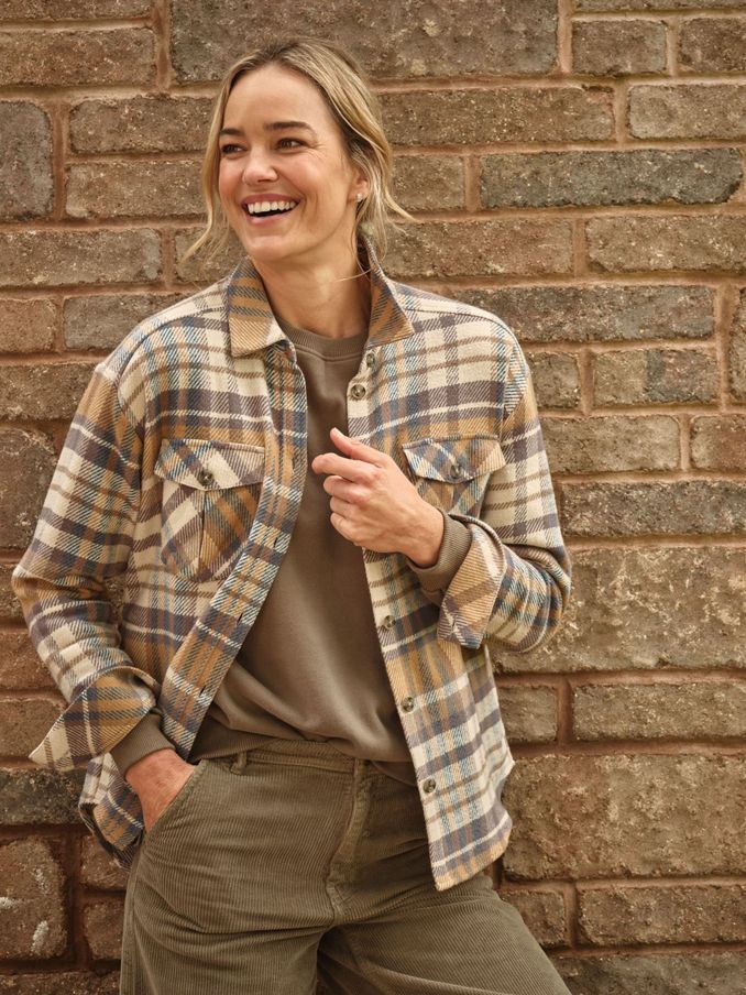 Allegra Cream Check Overshirt (E50095) | £35