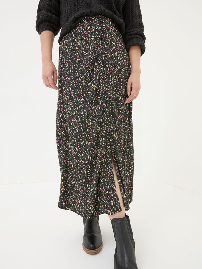 Arabella Black Ditsy Midi Skirt (E50111) | £32