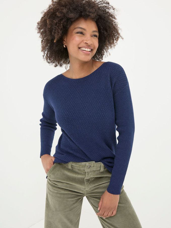 Sophie Blue Boat Neck Jumper (E50117) | £30