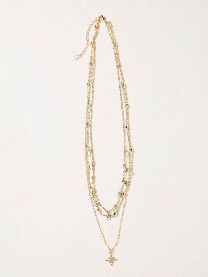 Gold Tone Multi Star Necklace (E50122) | £8