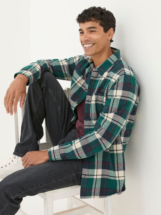 Green Long Sleeve Blake Check Shirt (E50127) | £28