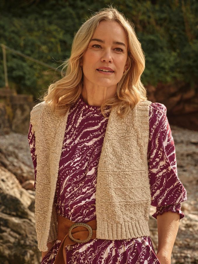 Talia Natural Pattern Waistcoat (E50131) | £30