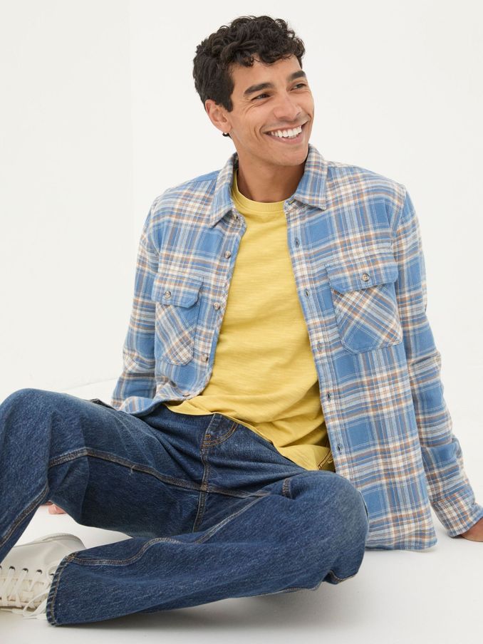 Bardon Blue/Yellow 100% Cotton Long Sleeve Check Shirt (E50139) | £32
