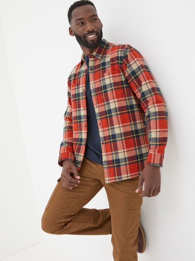 Orange Long Sleeve Blake Check Shirt (E50152) | £28