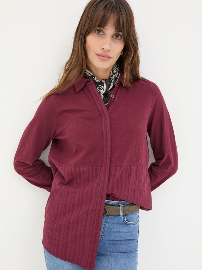 Sammy Burgundy Red Shirt Tunic (E50155) | £25
